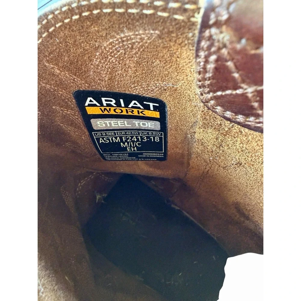 MENS ARIAT WORK BOOT STEEL TOE SIERRA SADDLE AGED BARK Size 9.5